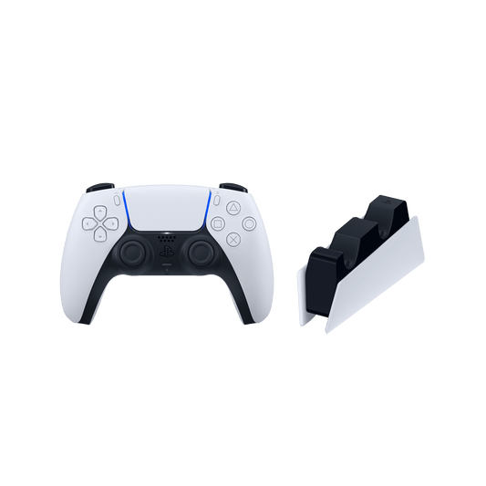 PlayStation 5 (PS5) DualSense Wireless Controller - Glacier White + Charging Station