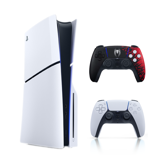 PS5 Slim + PlayStation 5 (PS5) DualSense Wireless Controller - Marvel’s Spider-Man 2 Limited Edition