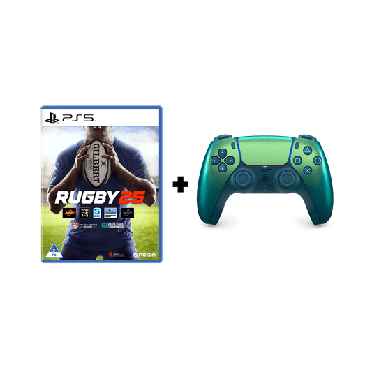 PlayStation 5 (PS5) DualSense Wireless Controller - Chroma Teal + Rugby 2025 (PS5)