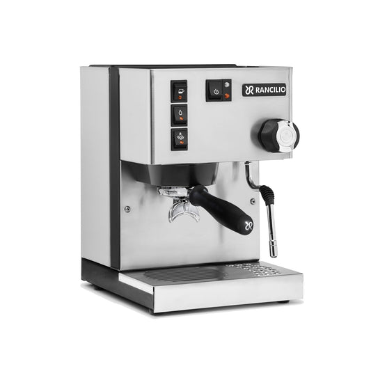 Rancilio Silvia V6 Espresso Machine Steel Front Angle