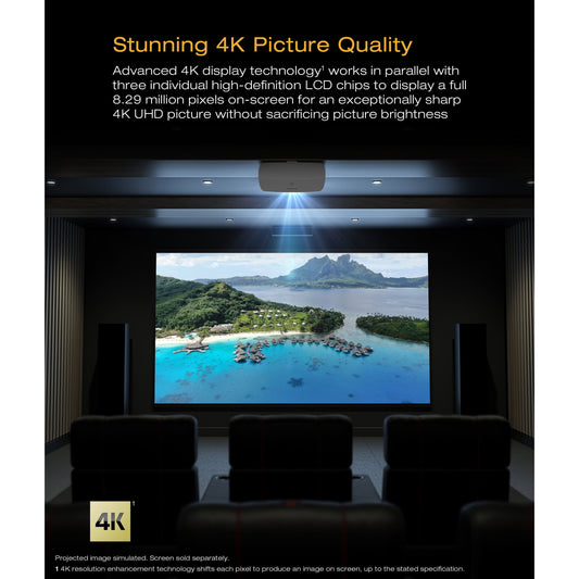 Epson QB1000 4K HDR 3,300 Lumen 3LCD Laser Projector (Each)