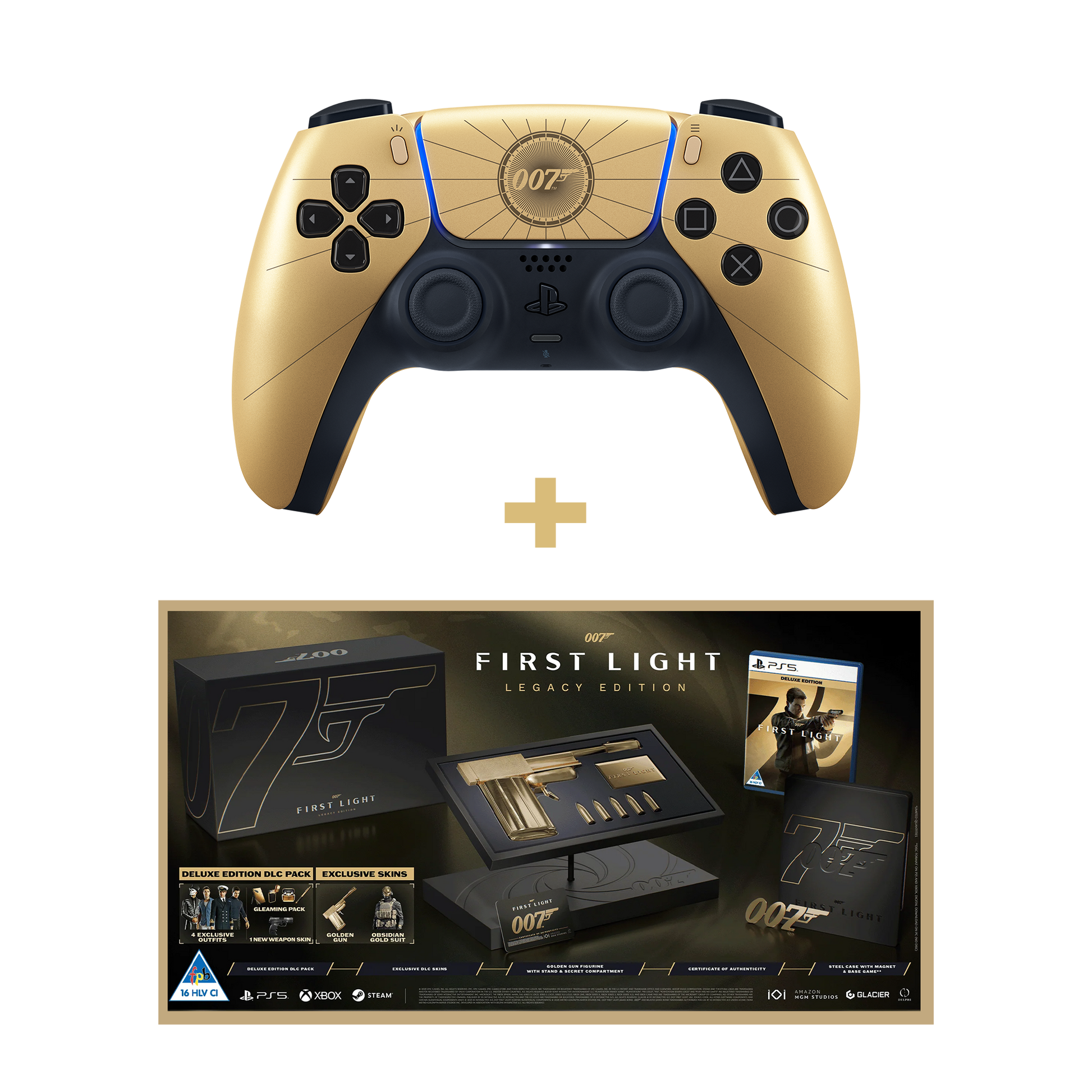 PlayStation 5 (PS5) DualSense Wireless Controller - 007 First Light Limited Edition + 007 First Light Legacy Edition (PS5) | KOODOO