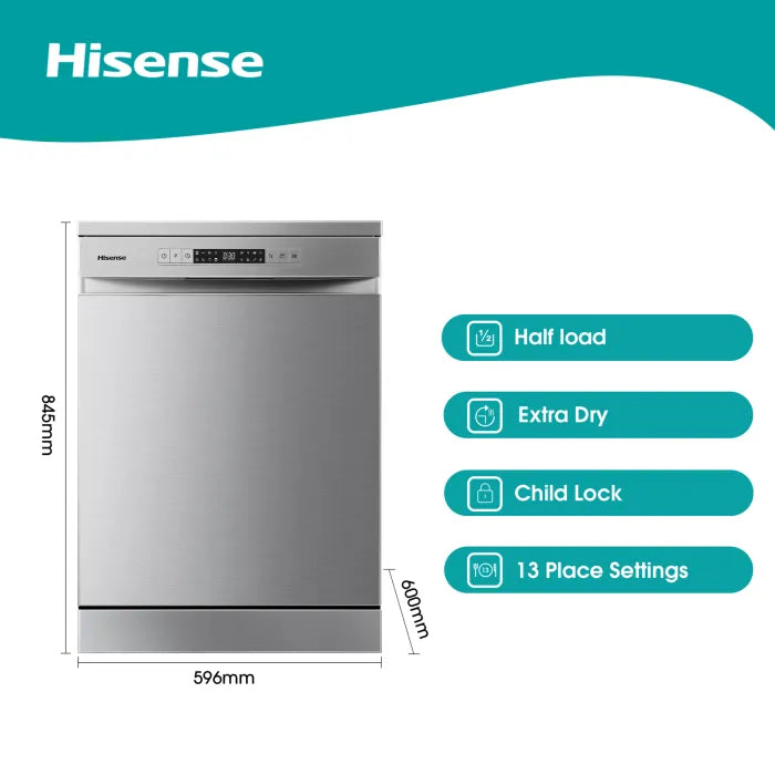 Hisense 13 Place Freestanding Dishwasher H13DX Silver