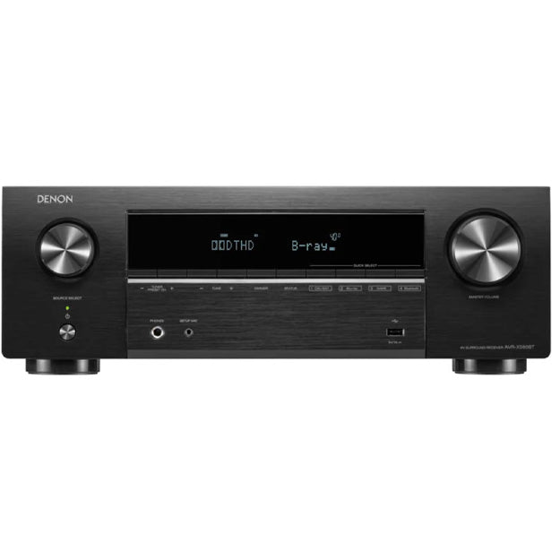 Polk T50 5.0 System Bundle With Denon AVRX580BT Network AV Receiver - Black