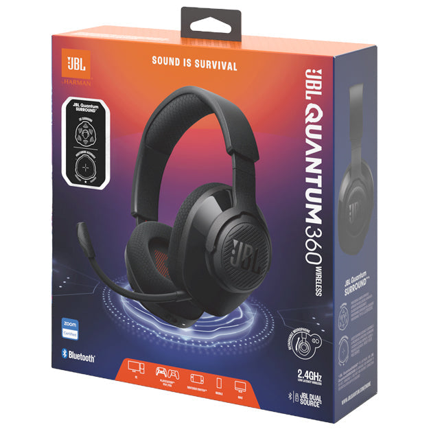 JBL Quantum 360 Wireless Over-Ear Gaming Headset With Surround Sound & Detachable Mic - Black