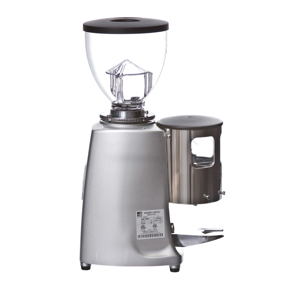 Mazzer Mini Espresso Grinder With Doser In Silver Left Hand Side