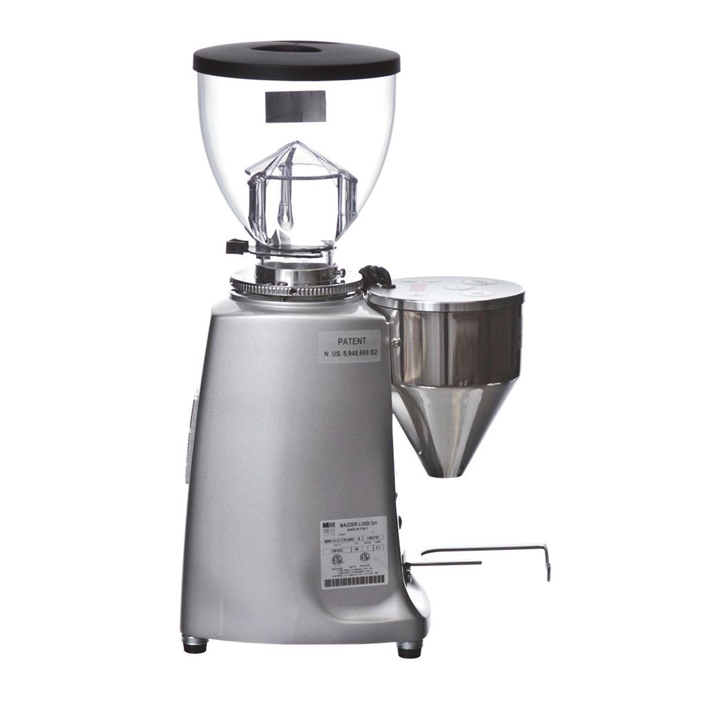 Mazzer Mini Electronic Espresso Grinder Silver Left Hand Side