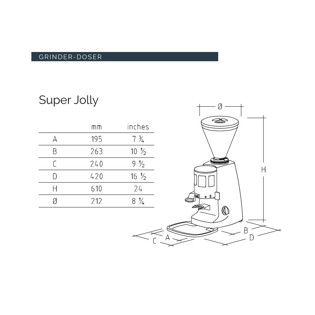 Mazzer Super Jolly Dimensions