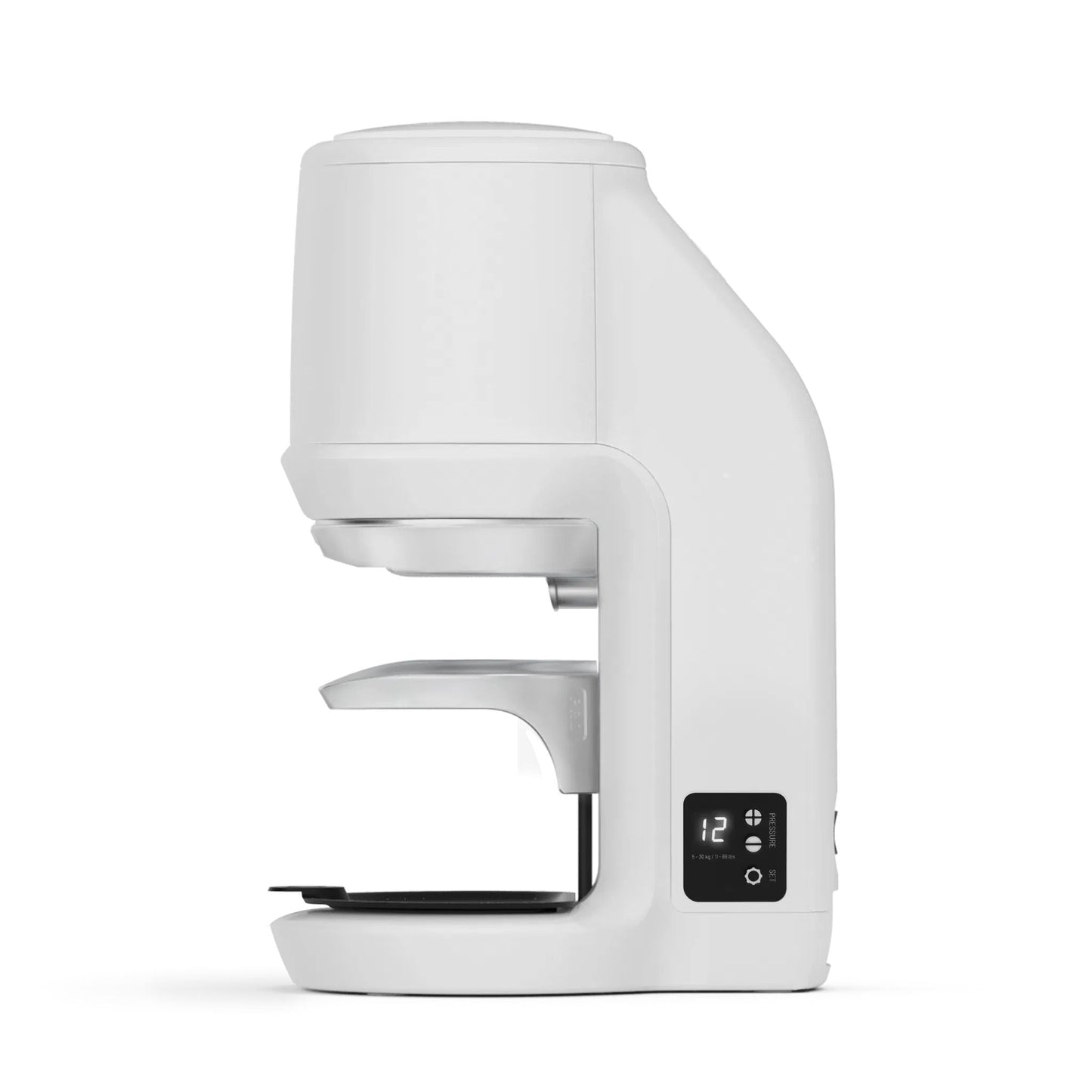 White Puqpress Pro sixth generation automatic tamper from the side