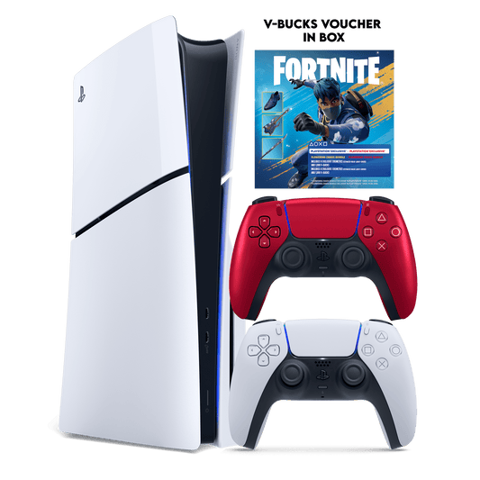 PS5 Slim + Fortnite Flowering Chaos (Voucher) + PS5 Dual Sense Volcanic Red