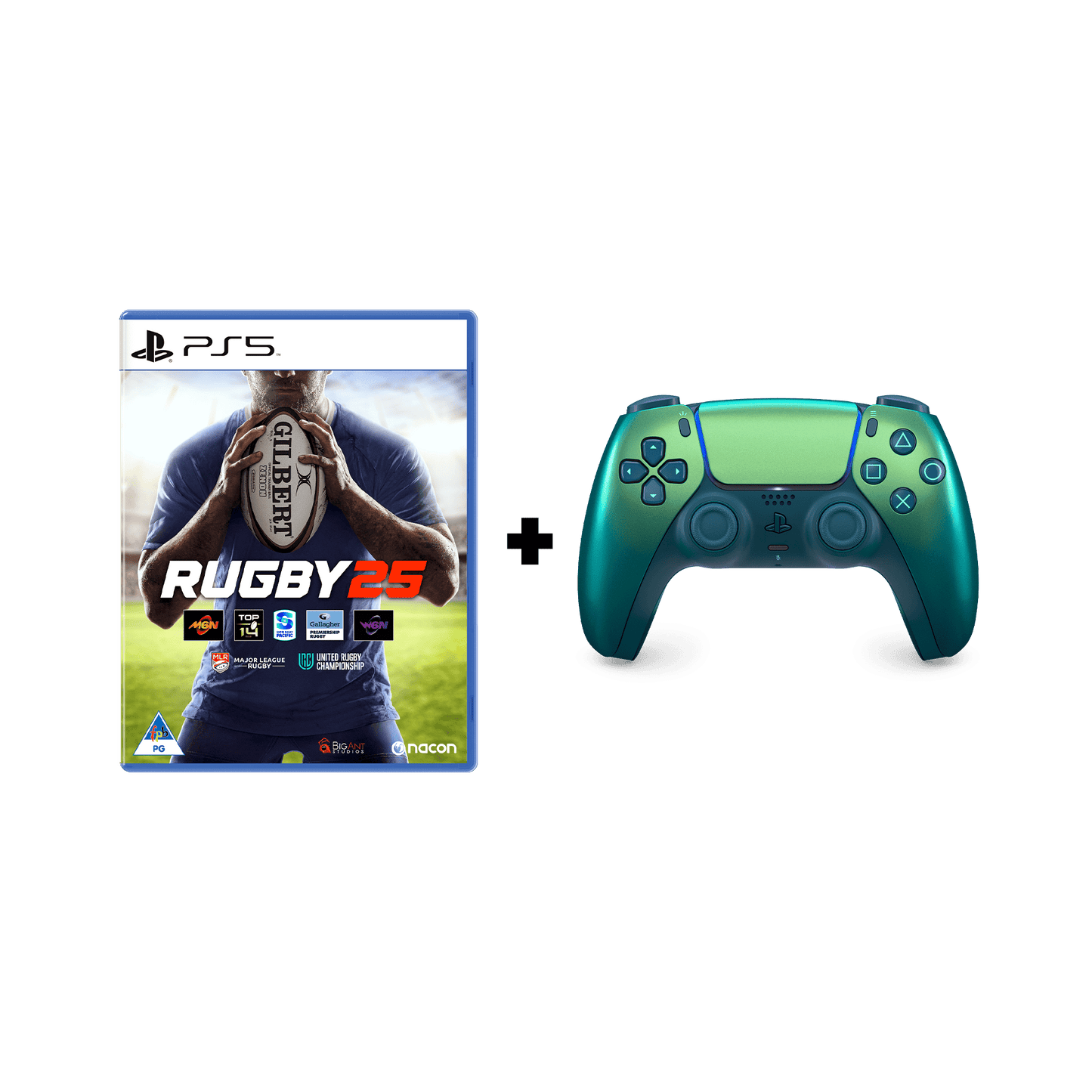 PlayStation 5 (PS5) DualSense Wireless Controller - Chroma Teal + Rugby 2025 (PS5)
