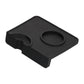 Black Silicone Corner Tamping Mat With Holder for espresso angled view