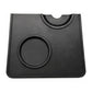 Black Silicone Corner Tamping Mat With Holder for espresso bottom to top view