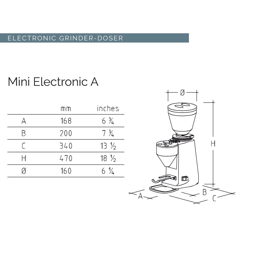 Mazzer Mini Electronic Dimensions