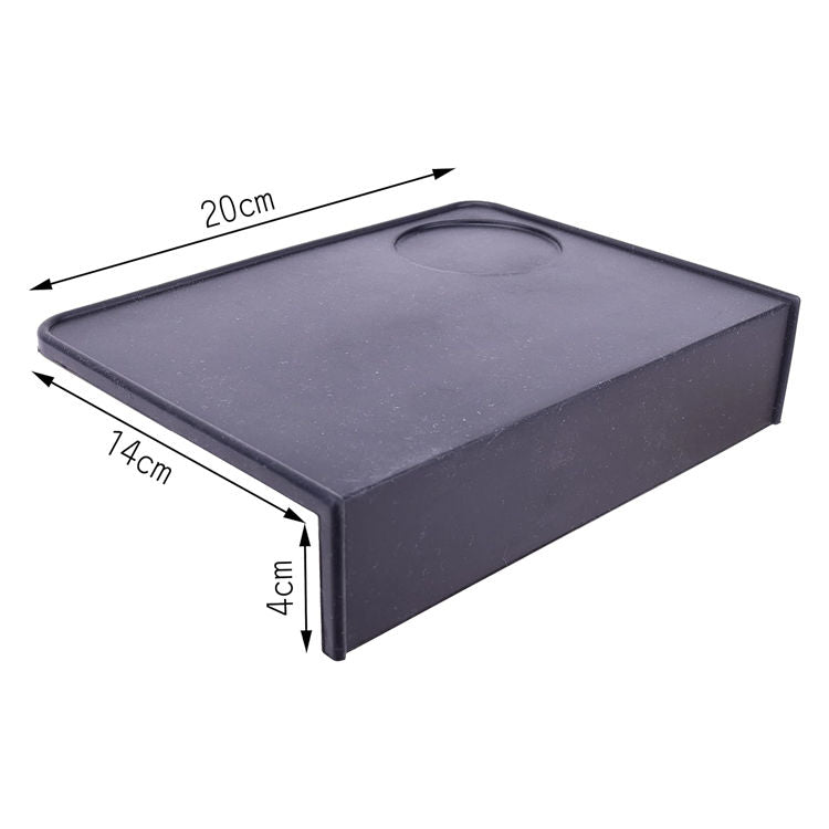 Joe Frex Angled Corner Black silicone Tamping Mat with measurements