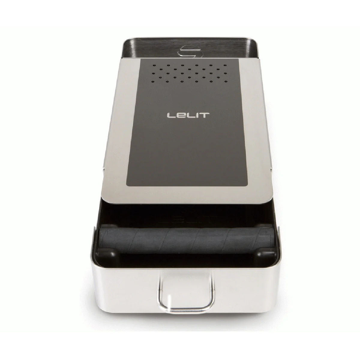 Photo of Lelit coffee VIP knock box with open drawer and empty compartment