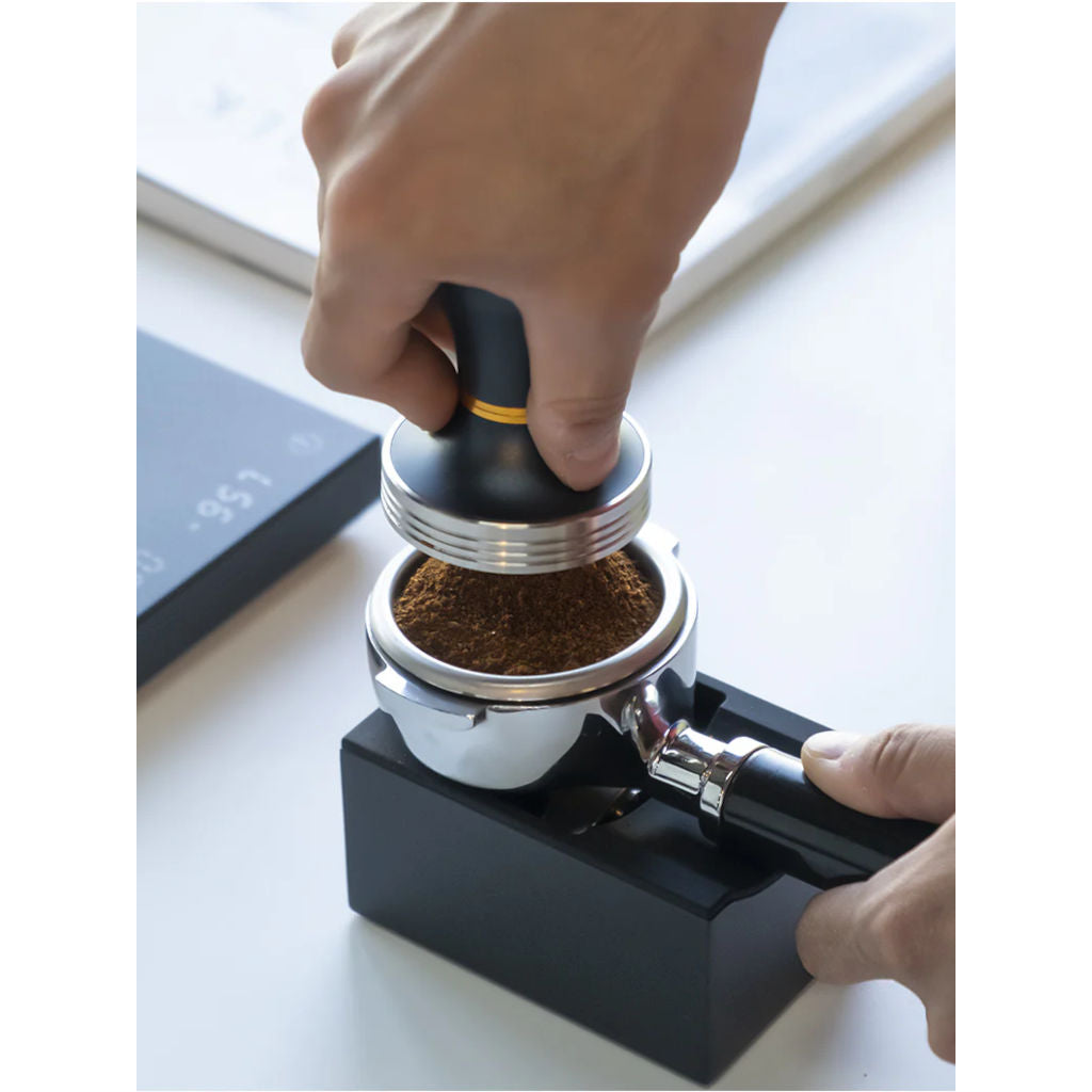 Timemore Magic Cube Portafilter Stand in use