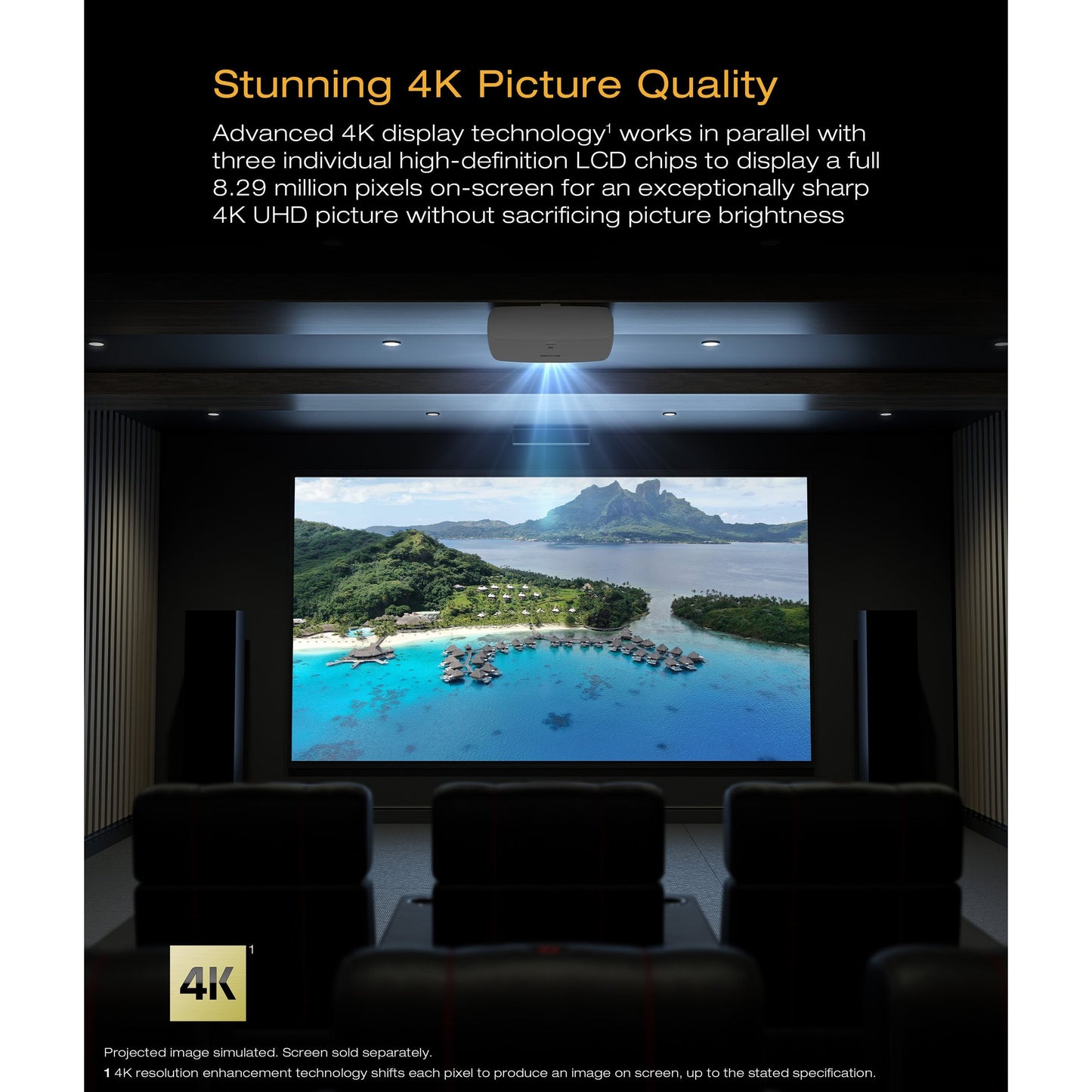 Epson QB1000 4K HDR 3,300 Lumen 3LCD Laser Projector (Each)